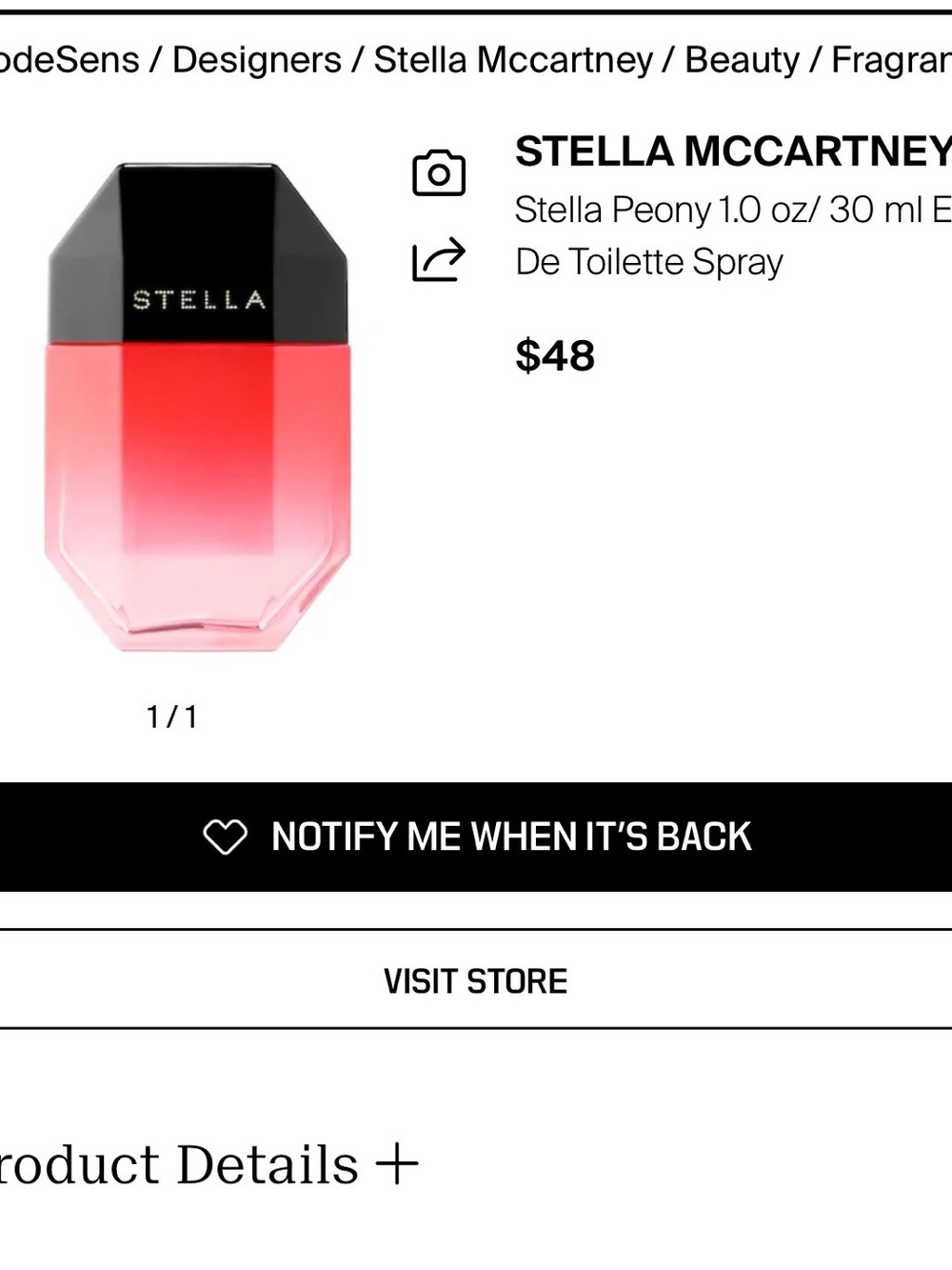 Stella McCartney Stella Peony Bottle in Black and Pink Gradient